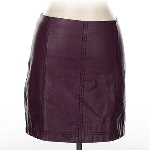 Free People Burgundy Faux Leather Skirt